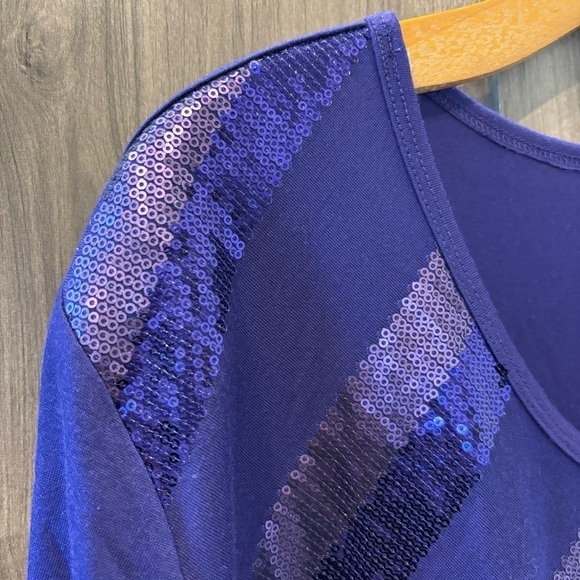 NWT Liz and Me Catherines 2X Tunic Jersey Knit Top Purple Sequin - Picture 3 of 9